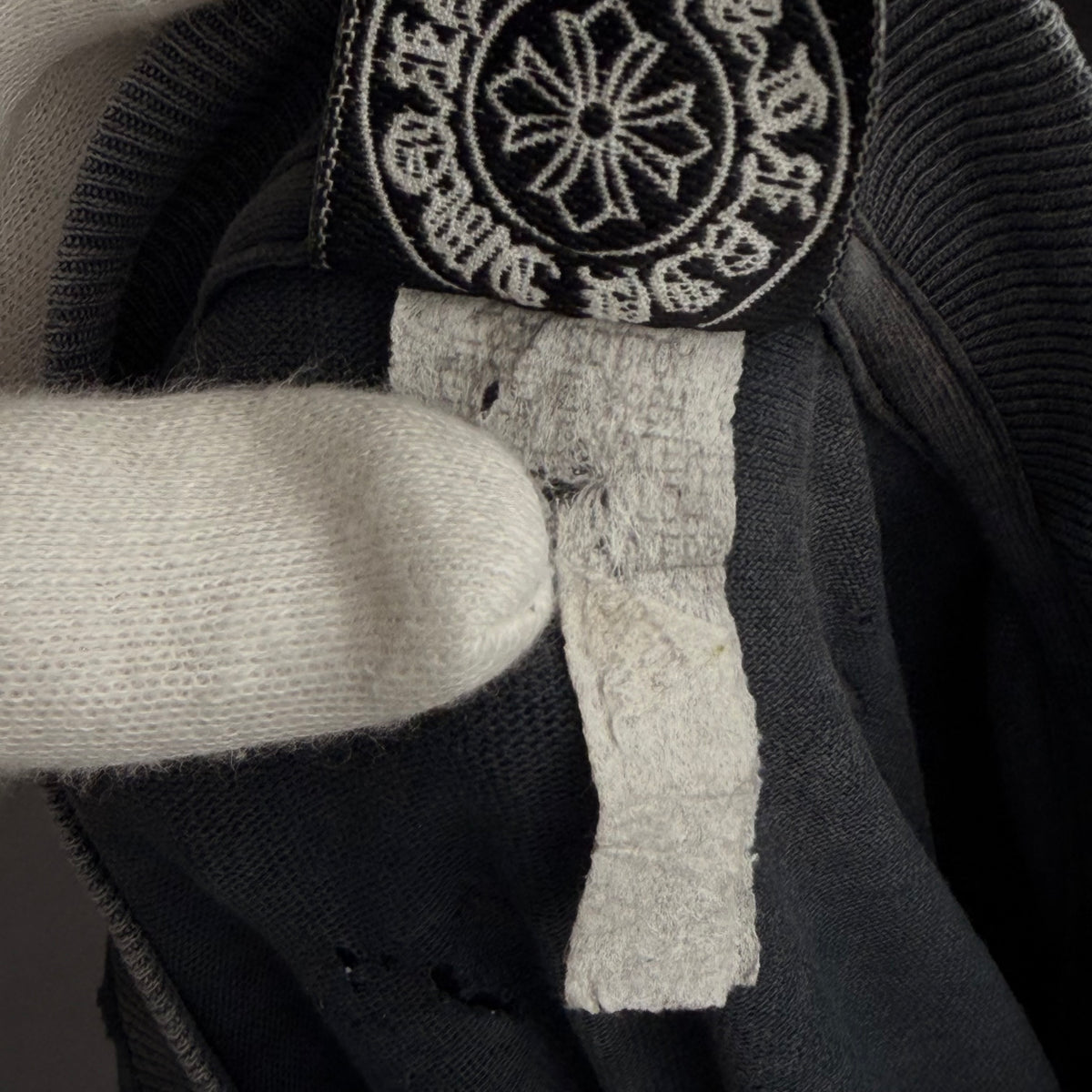 Thrashed Chrome Hearts Long Sleeve T-Shirt - Grey - M