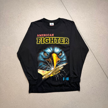 Vintage American Fighter T-Shirt - Black - L