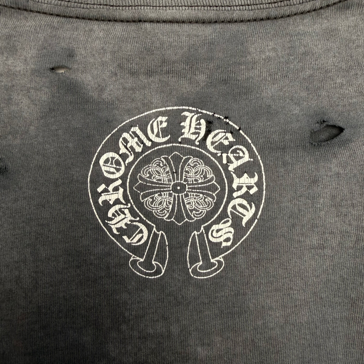 Thrashed Chrome Hearts Long Sleeve T-Shirt - Grey - M