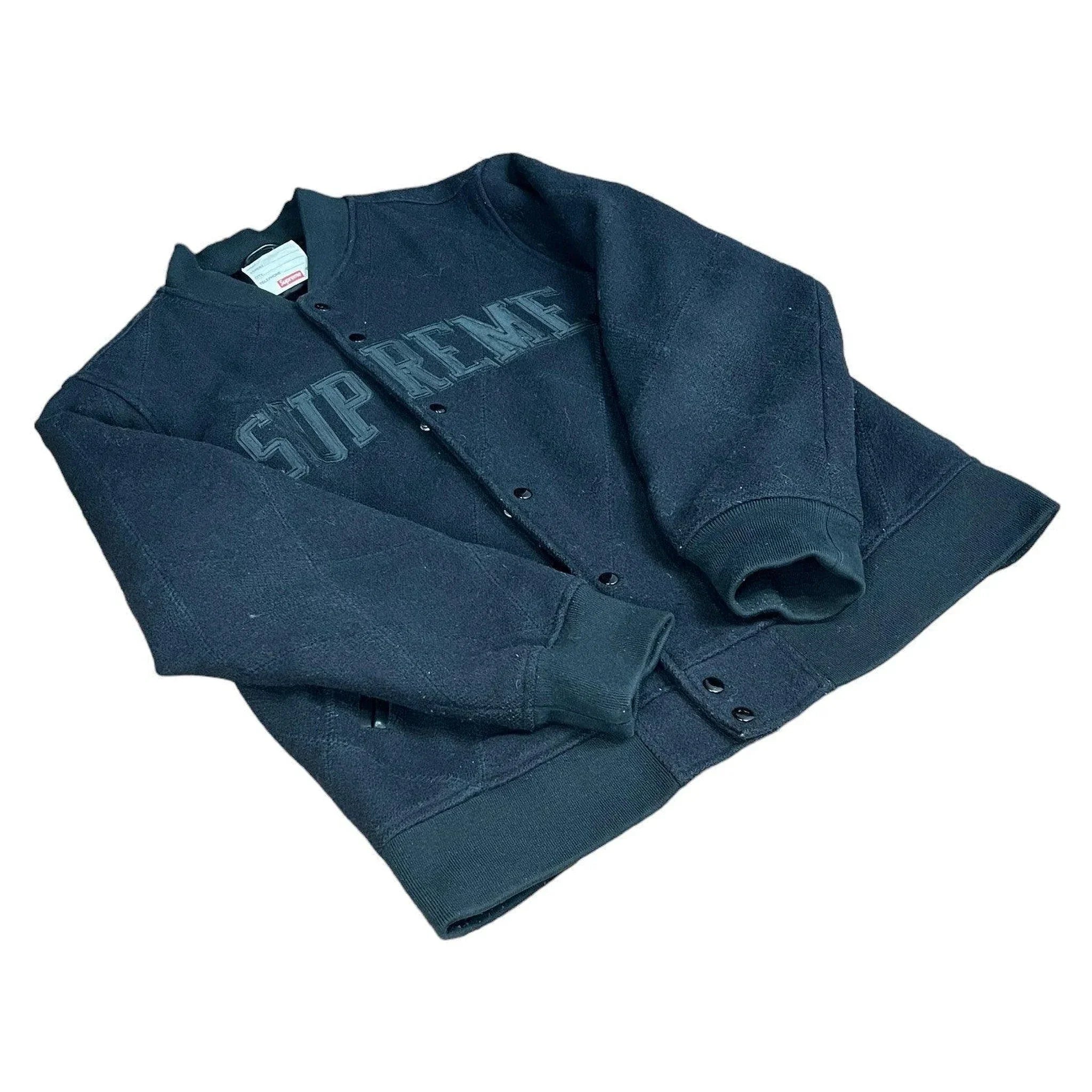 Black Supreme AW2015 Varsity Jacket - XL | The Streetwear Studio