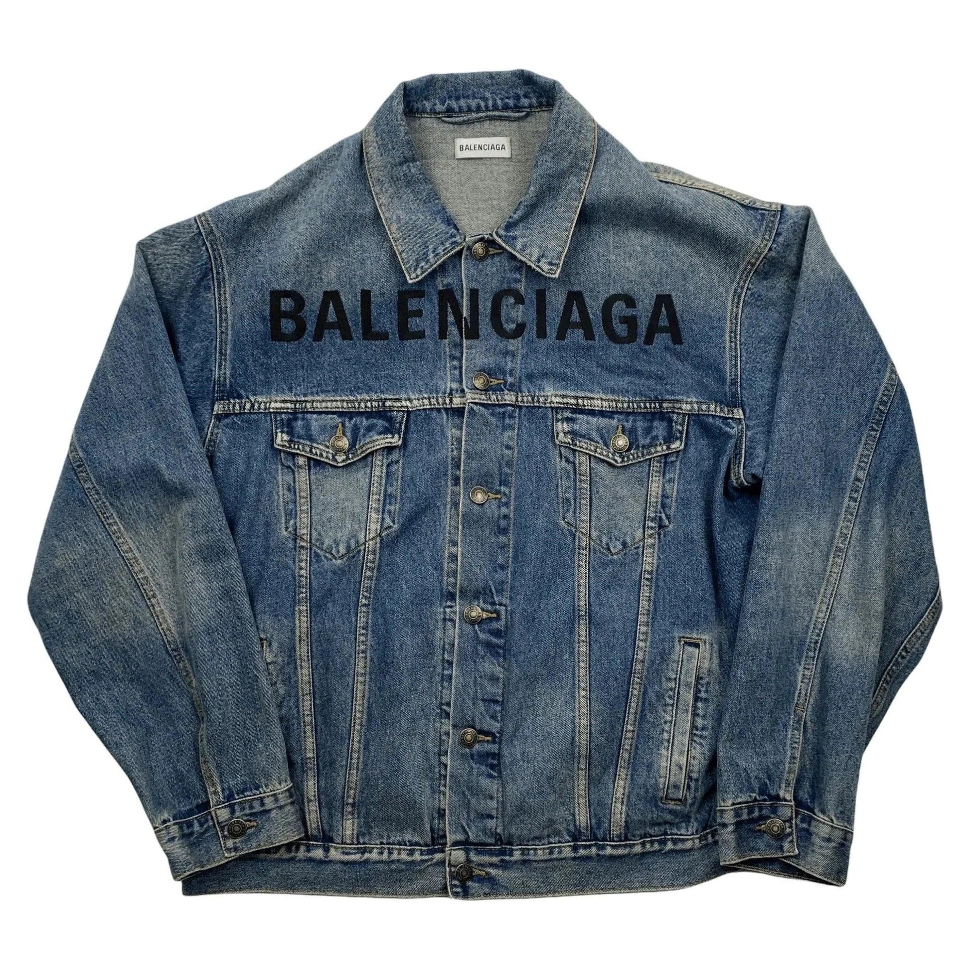 Blue Denim Balenciaga Spellout Jacket - 50 (XL) | The Streetwear Studio