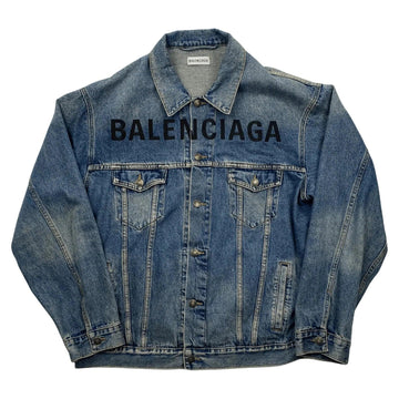 Blue Denim Balenciaga Spellout Jacket - 50 (XL) | The Streetwear Studio