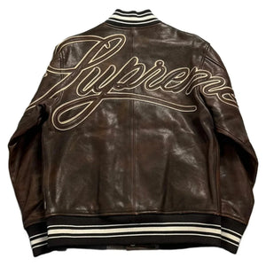 Supreme Leather Jacket - Brown - S