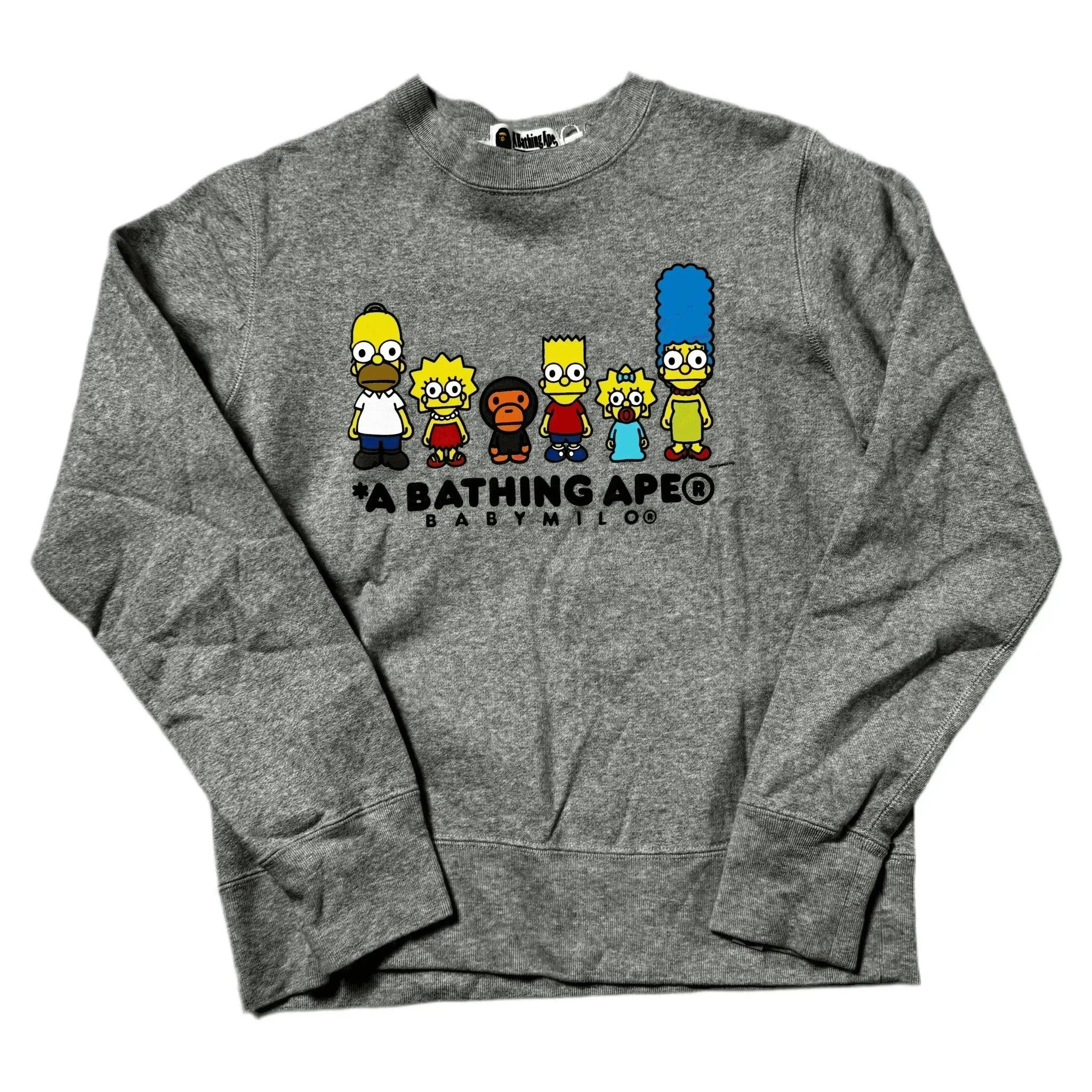 Grey A Bathing Ape (BAPE) x The Simpsons Sweatshirt - S | The Streetwear Studio