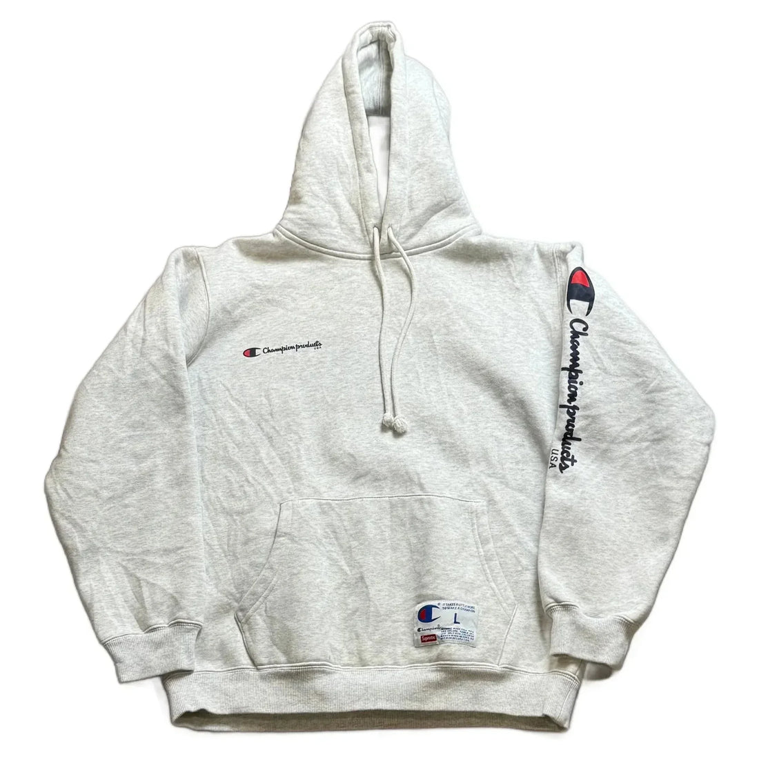 Grey Supreme x Champion Hoodie - L | The Streetwear Studio