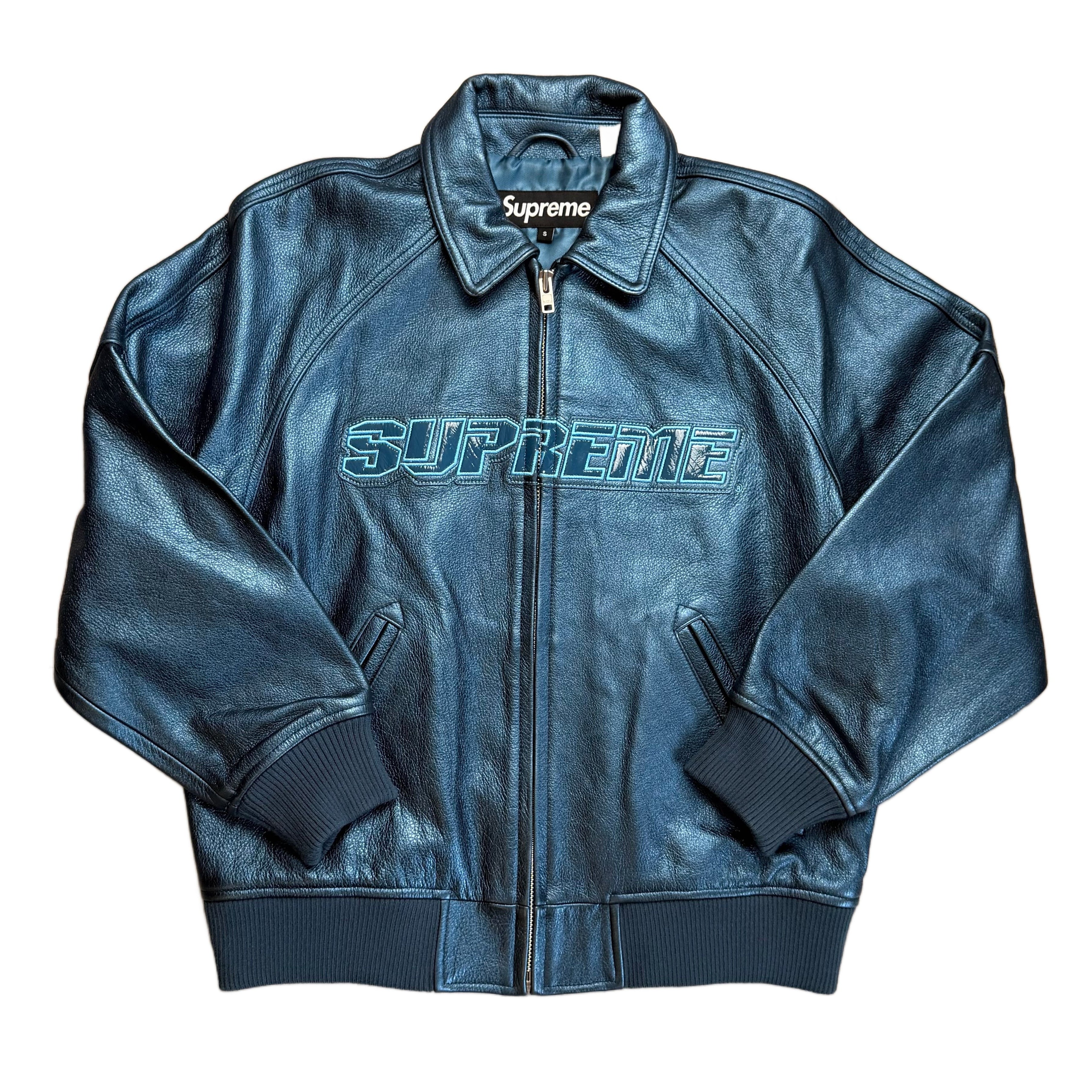 Supreme Silver Surfer Leather Jacket - Blue - S