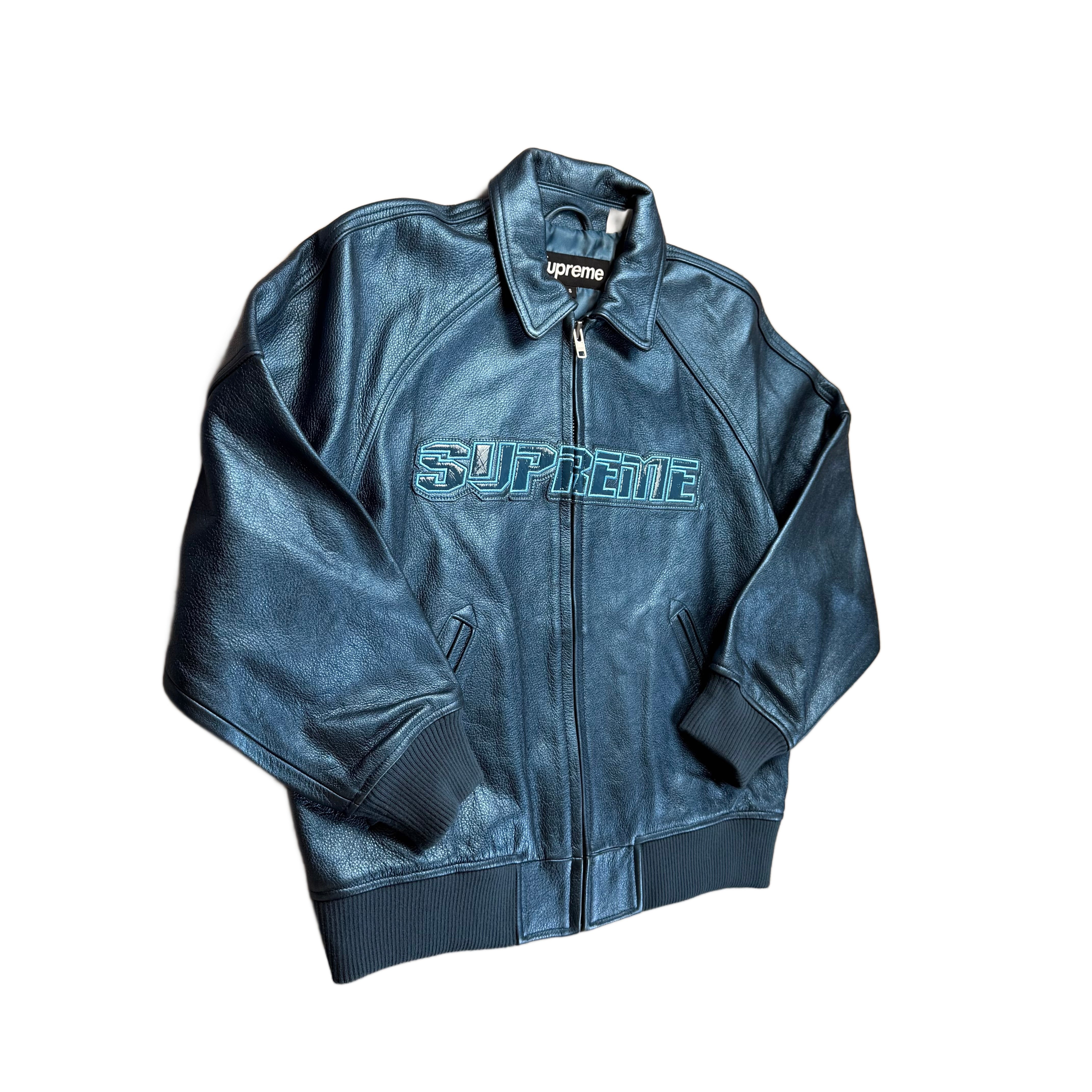 Supreme Silver Surfer Leather Jacket - Blue - S