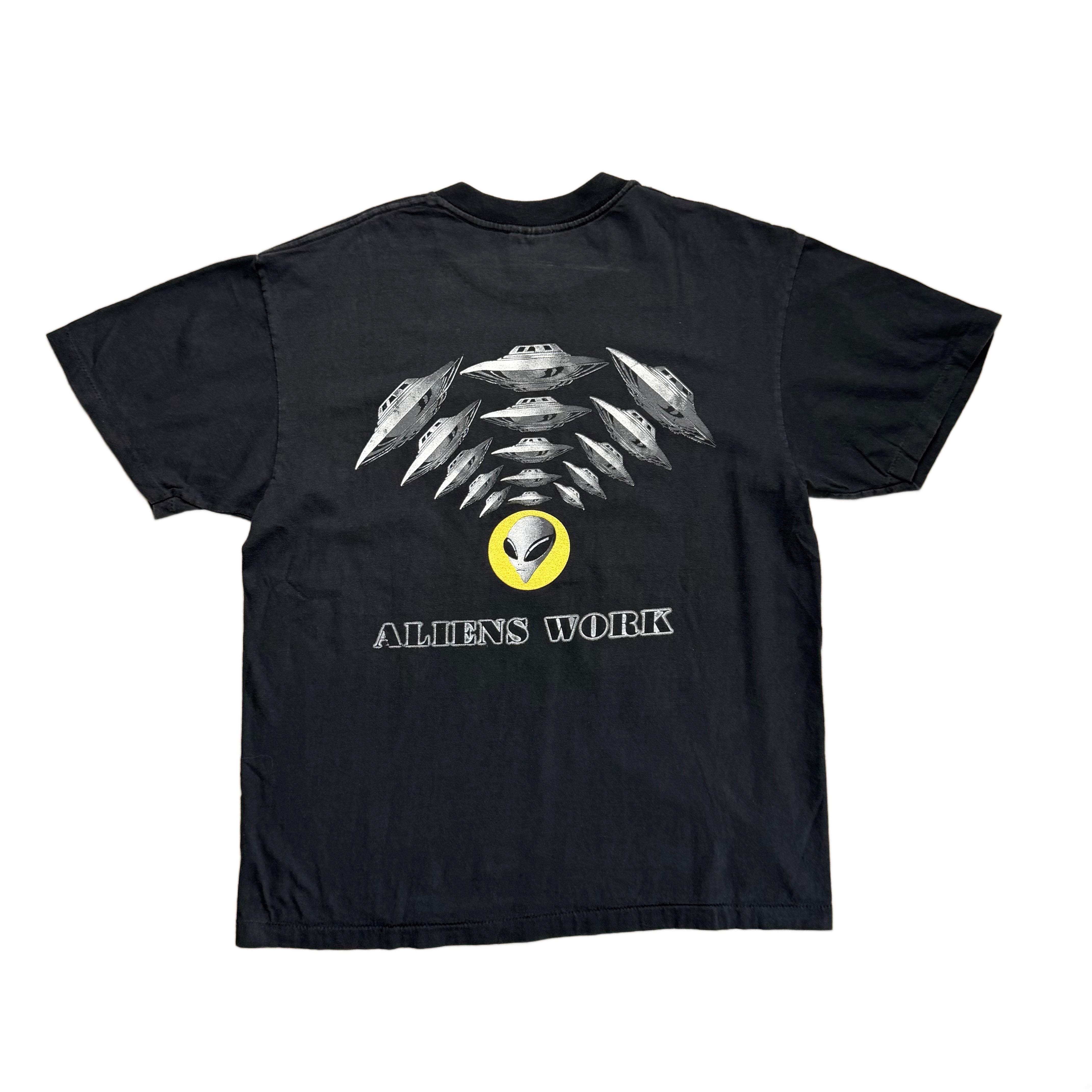 Vintage 1996 Aliens Work T-Shirt - Black - L