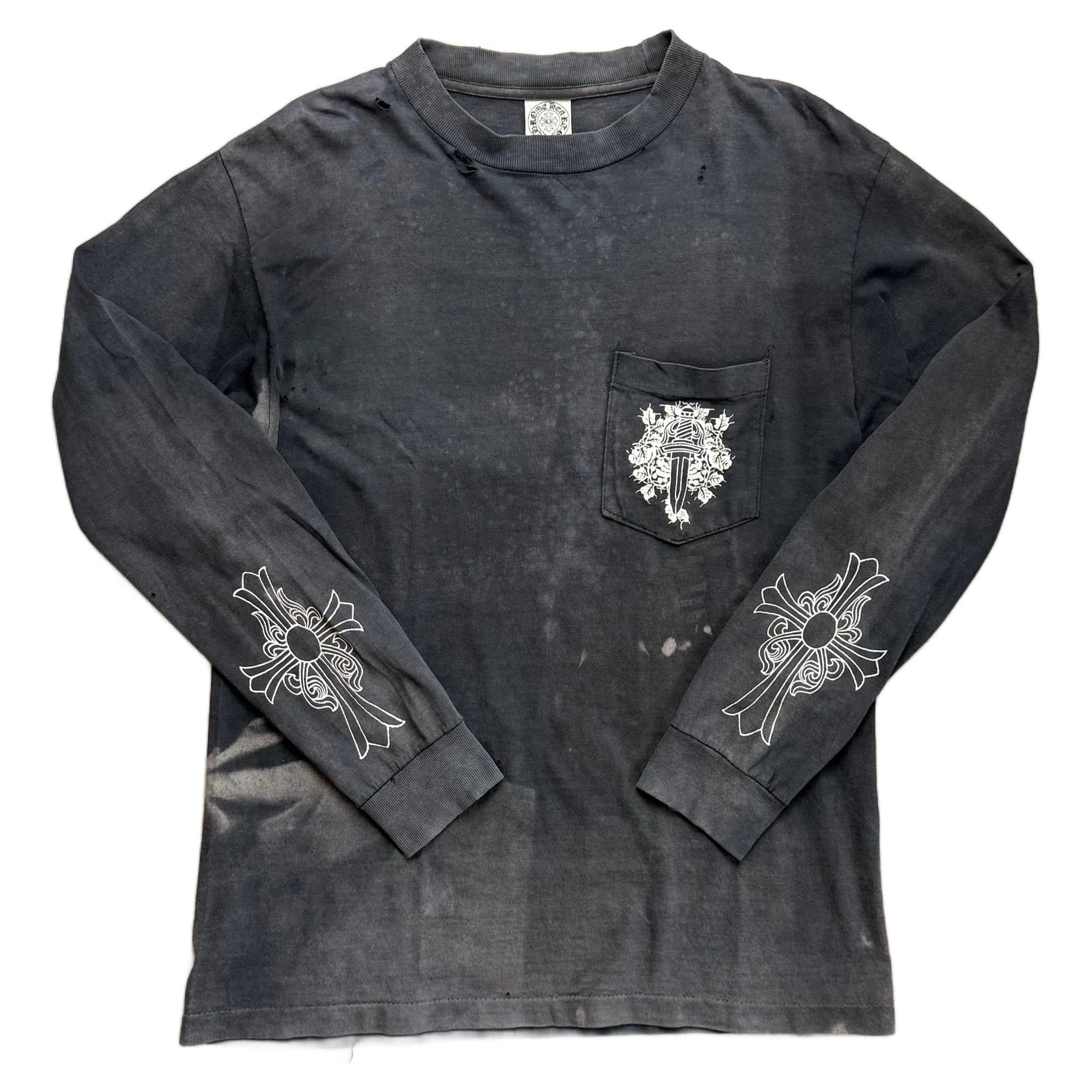 Thrashed Chrome Hearts Long Sleeve Tee - Grey - M