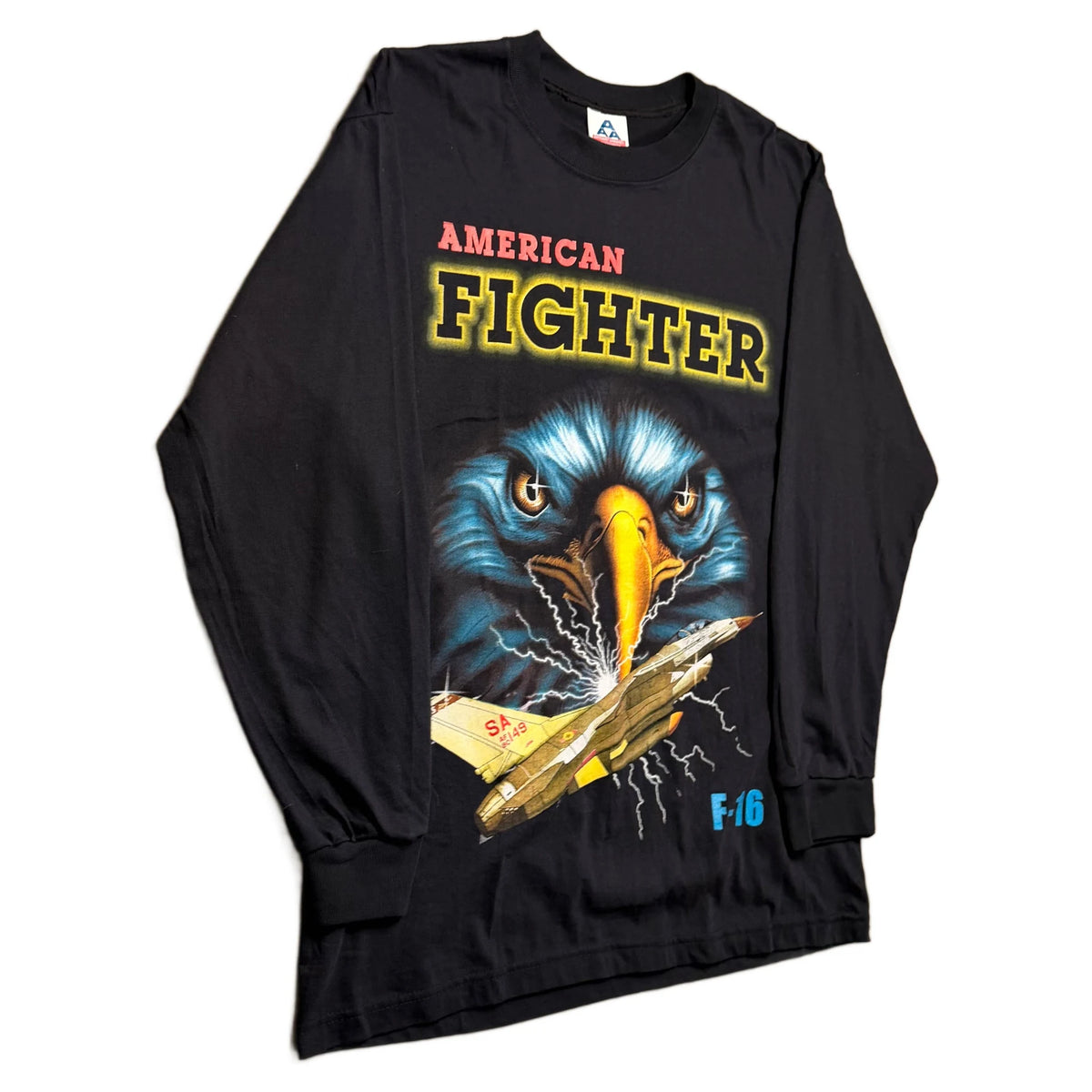 Vintage American Fighter T-Shirt - Black - L