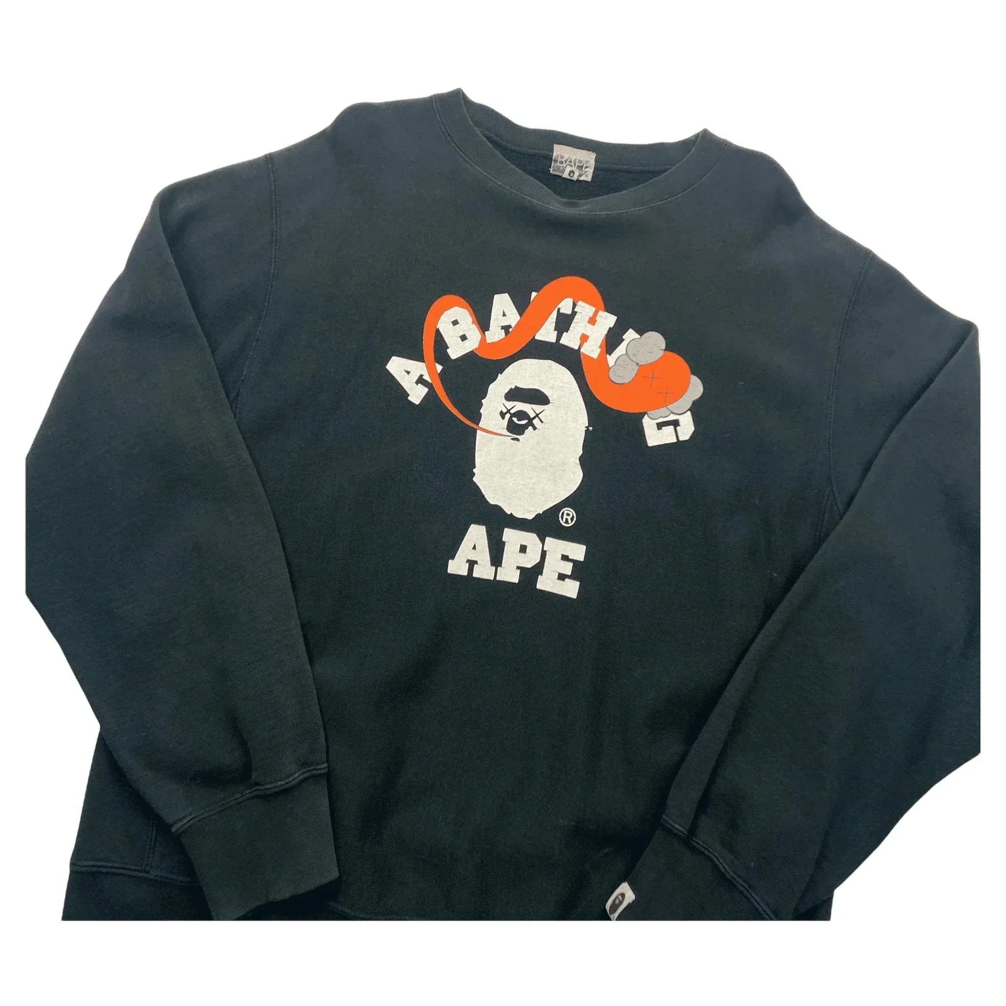 Vintage 90s Black A Bathing Ape (BAPE) x Kaws Sweatshirt - M | The Streetwear Studio