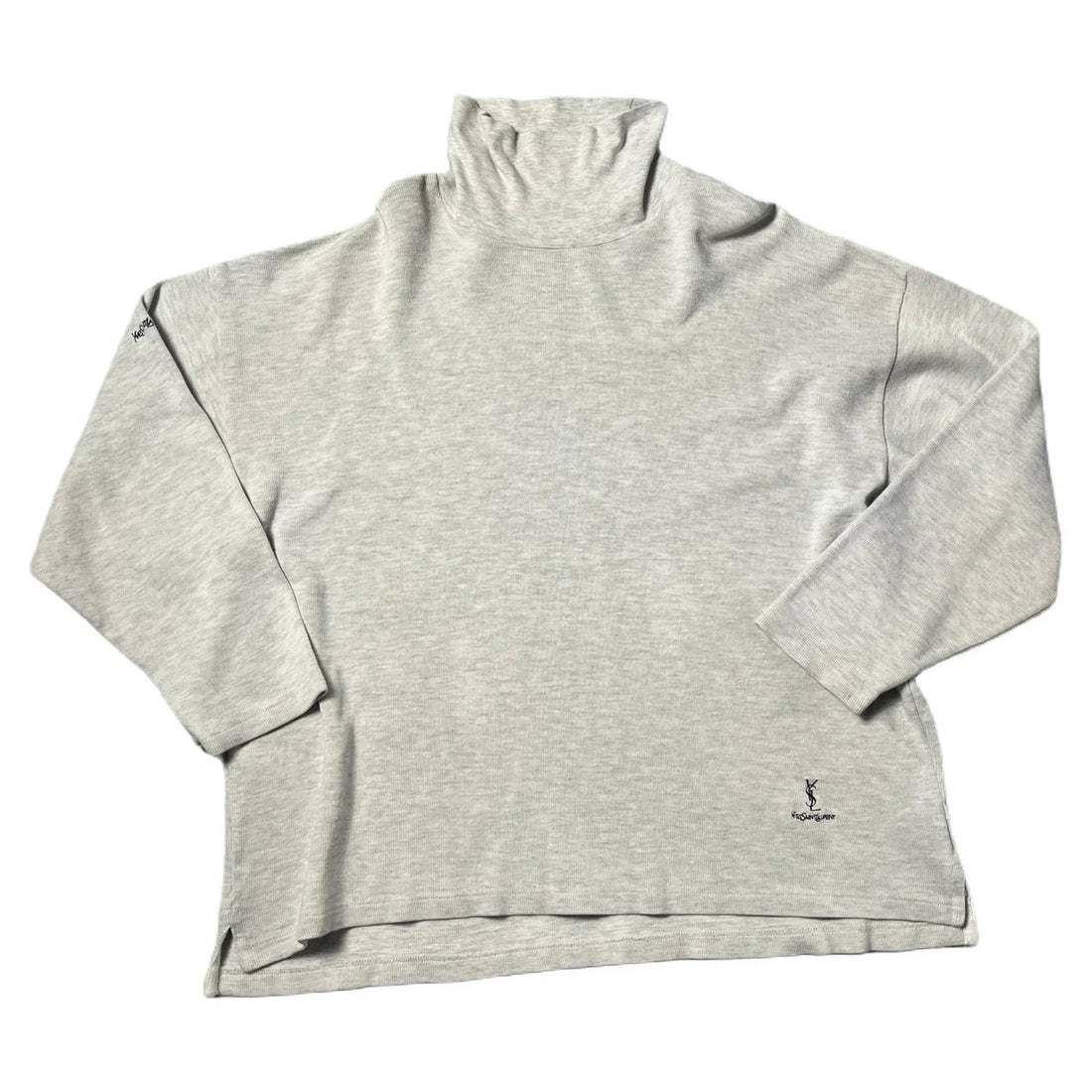 Vintage Grey Yves Saint Laurent (YSL) Mock Neck Sweatshirt - XL | The Streetwear Studio