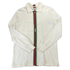 White Palace 1/4 Zip Long Sleeve Polo Shirt - White - M
